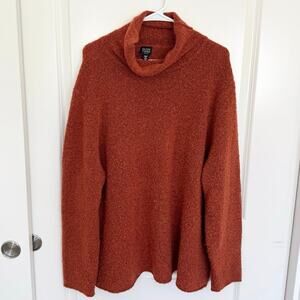 Eileen Fisher Nubby Cowl Neck Wool Sweater Burnt Orange Rust Fall Cozy 3X